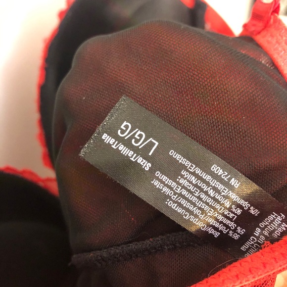 Red lace and mesh teddy - Picture 4 of 6